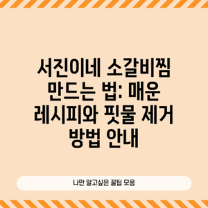 서진이네 소갈비찜 만드는 법: 매운 레시피와 핏물 제거 방법 안내