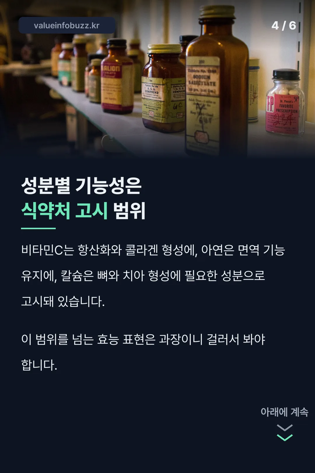 성분별 식약처 고시 기능성