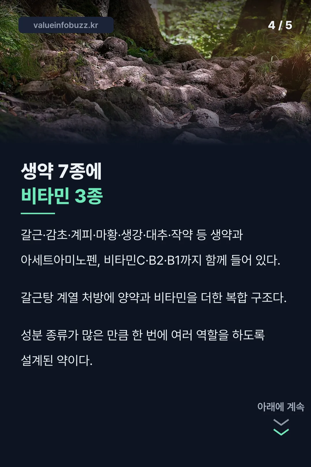 생약과 비타민 복합 구성